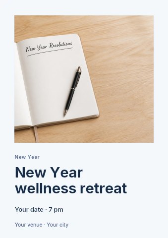 New Year wellness retreat flyer template