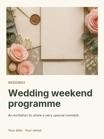Wedding weekend programme invitation template