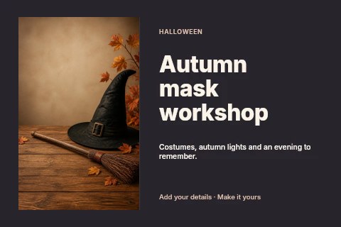 Autumn mask workshop postcard template