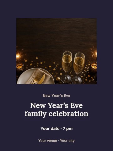 New Year’s Eve family celebration poster template