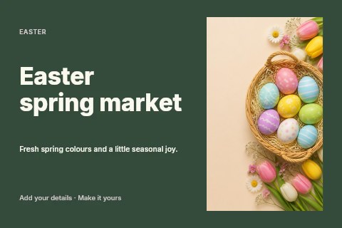 Easter spring market postcard template