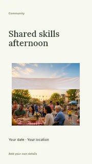 Shared skills afternoon instagram story template · Modern programme