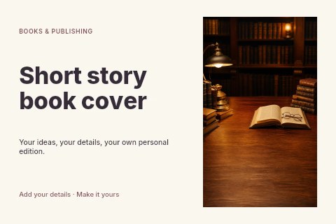 Short story book cover postcard template