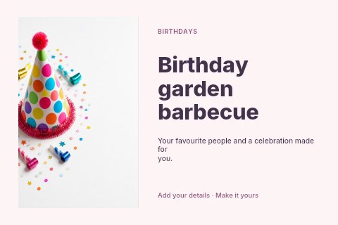 Birthday garden barbecue postcard template