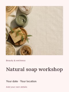 Natural soap workshop invitation template · Gallery editorial