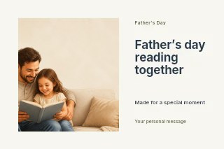 Father reading book with daughter in Father’s Day reading together · Horizontal photo dialogue