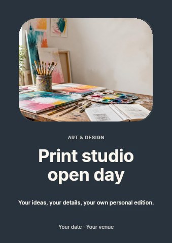 Print studio open day flyer template