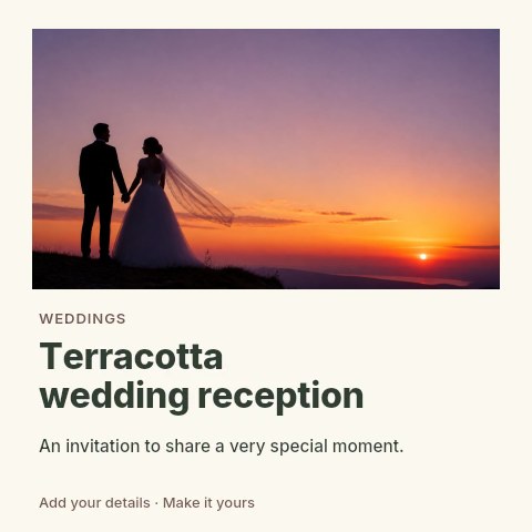 Terracotta wedding reception social media post template