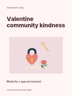 Heart lock with a key and a little rose in Valentine community kindness · Modern programme
