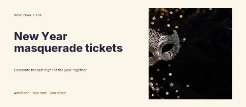 elegant silver masquerade mask with confetti in New Year masquerade tickets event ticket template