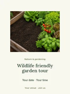 Wildlife friendly garden tour poster template · Picture window