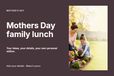 Mothers Day family lunch postcard template