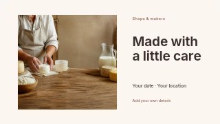 Cheesemaker shaping fresh cheese in Handmade photo showcase · Horizontal photo dialogue