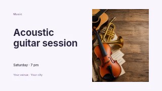Acoustic guitar session presentation cover template · Horizontal photo dialogue