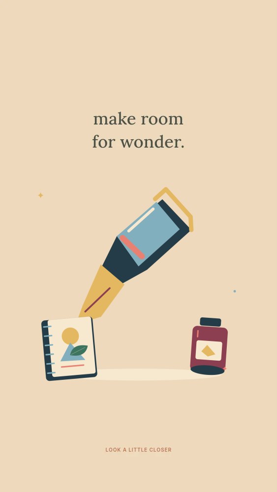 Drawing afternoon with a fountain pen and sketchbook in Make room for wonder · Abstract wallpaper