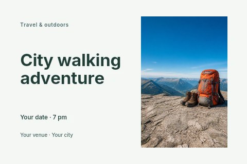City walking adventure postcard template
