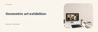 Geometric art exhibition banner template · Horizontal photo dialogue