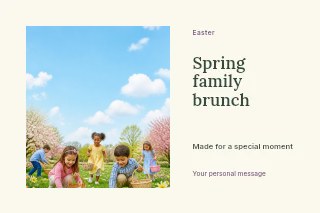 Children Easter egg hunt in spring park in Spring family brunch · Horizontal photo dialogue