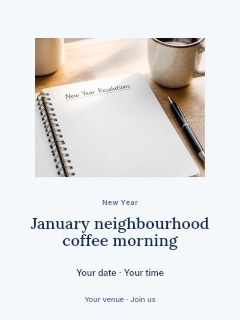 January neighbourhood coffee morning poster template · Picture window