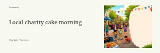Local charity cake morning banner template · Horizontal photo dialogue