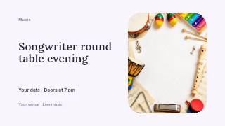 Songwriter round table evening presentation cover template · Horizontal photo dialogue