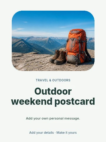 Outdoor weekend postcard greeting card template