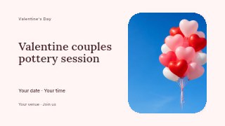 Valentine couples pottery session presentation cover template · Horizontal photo dialogue