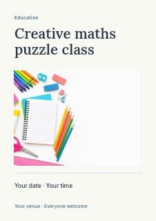 Creative maths puzzle class flyer template · Title & photograph