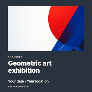 Abstract geometric shapes composition in Geometric art exhibition · Gallery editorial