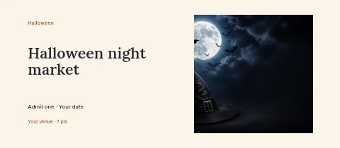 Halloween night market event ticket template