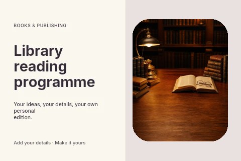 Library reading programme postcard template