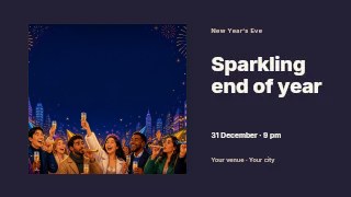 Sparkling end of year presentation cover template · Horizontal photo dialogue