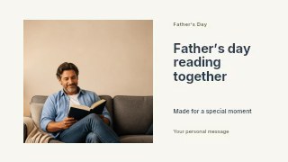 Man Relaxing on Couch Reading Book in Father’s Day reading together · Horizontal photo dialogue
