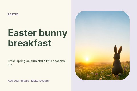Easter bunny breakfast postcard template
