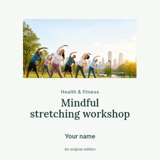 Mindful stretching workshop podcast cover template · Picture window