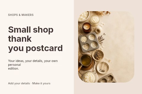 Small shop thank you postcard template