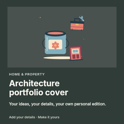 Home workshop with paint can and little toolbox in Architecture portfolio cover social media post template