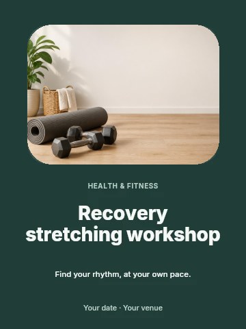 Recovery stretching workshop invitation template