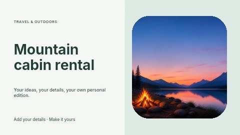 Campfire by Mountain Lake at Sunset in Mountain cabin rental youtube thumbnail template
