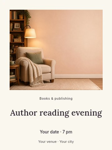 Author reading evening invitation template