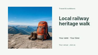 Local railway heritage walk presentation cover template · Horizontal photo dialogue