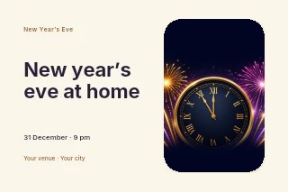 New Year Countdown Clock with Fireworks in New Year’s Eve at home · Horizontal photo dialogue