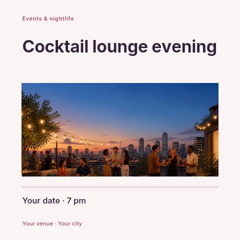 Cocktail lounge evening social media post template