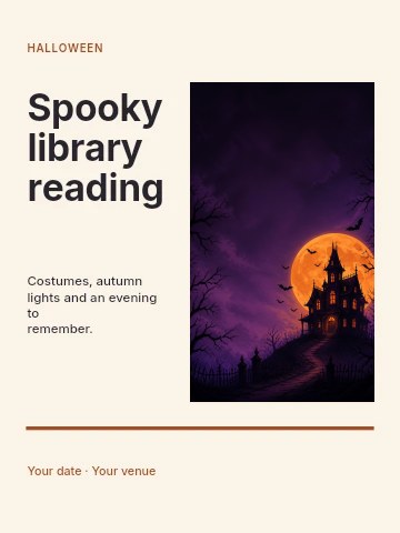 Spooky library reading invitation template