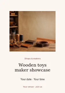 Wooden toys maker showcase flyer template · Picture window