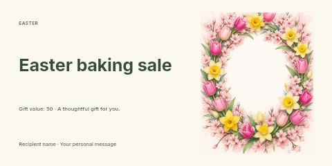Easter baking sale gift voucher template