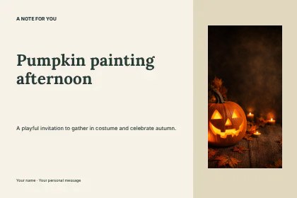 Pumpkin painting afternoon · Gallery postcard template
