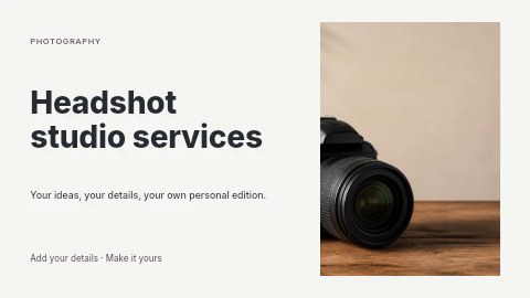 Headshot studio services presentation cover template
