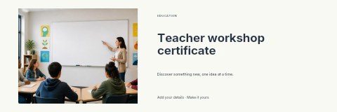 Teacher workshop certificate banner template