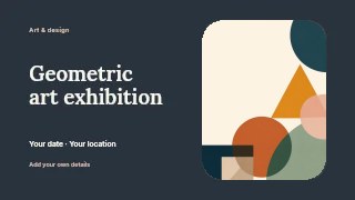 Geometric art exhibition youtube thumbnail template · Horizontal photo dialogue